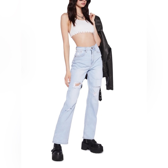 DOGMA JEANS Light Wash Distressed High waist Straight Leg Jeans Size 11/… - Picture 10 of 12